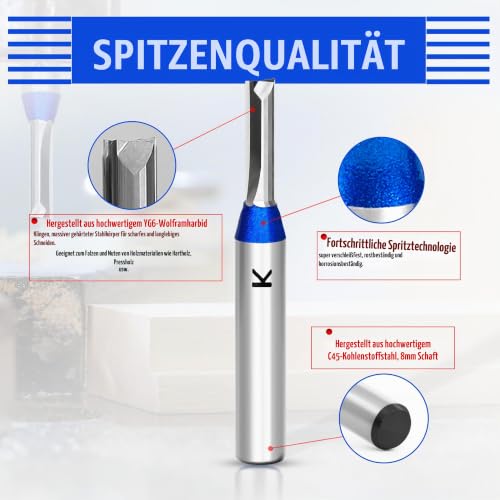 ASNOMY 3 mm Groove Cutter 8 mm Shank, Carbide Cutter Router Bits, Straight Wood Cutter Router Bit Set, Milling Tool for Woodworking 1 Stück--8xØ3x12mm