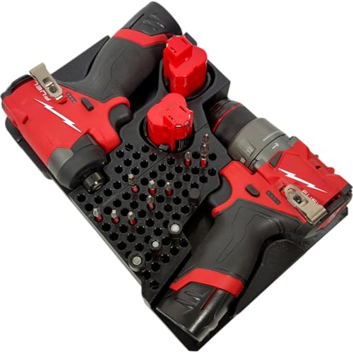 M12 Fuel Drill Driver (3404-20) and 1/4in Impact (3453-20) Insert Organizer Liner for Milwaukee Packout Compact Case 48-22-8435. Drill, Impact, M12 Battery, and Bit Storage Organizer