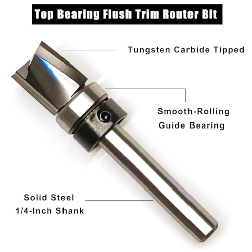 Carbide Compression Flush Trim Router Bit 1/4 Shank 1/2" Dia. 1/2" Cut H 1/2" Diameter,1/2" Cutting Length, 1/4 Shank