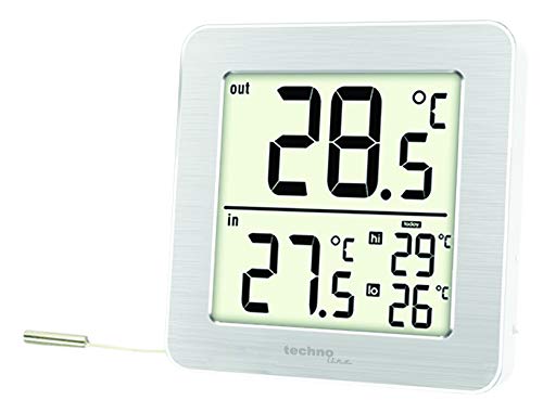 Technoline WS7049 Office Thermometer, Digital Thermometer with Two Temperature Measurements: via Cable Probe (1.5 m) and via the Thermometer itself, for Temperature Monitoring in the Workplace