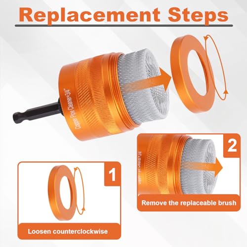 2 PCS Copper Pipe Cleaner Metal Pipe Cleaning Brush Set, 15mm & 22mm – Durable Efficient Versatile Rust & Paint Stain Removal Tool for Drill, Plumbing & DIY Projects