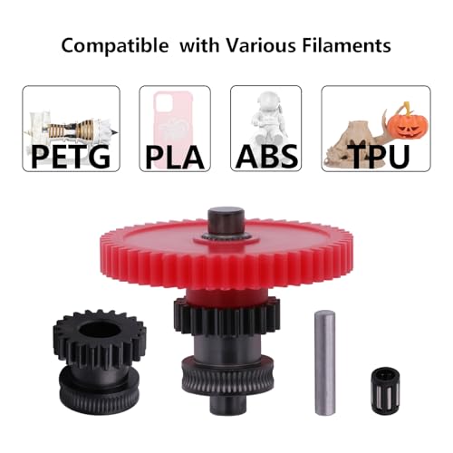 Hardened Steel Extruder Gear Kit for Neptune 4 Series, 3D Printer DLC Nano Coating Hardened Steel Extruder Dual Gear and POM Gear Kit for Elegoo Neptune 4/Pro/Plus/Max
