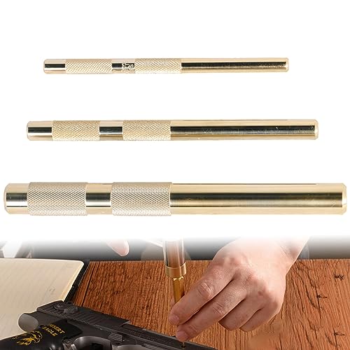 3PCS Brass Knurled Drift Punch Kit Brass Roll Pin Punch Chisel Punches Set for 3/4Inch 1/2Inch 3/8Inch 61360