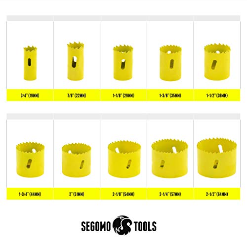 16 Piece General Purpose Bi-Metal Hole Saw Kit (3/4 Inch to 2 1/2 Inch) - HOLESAWSAE