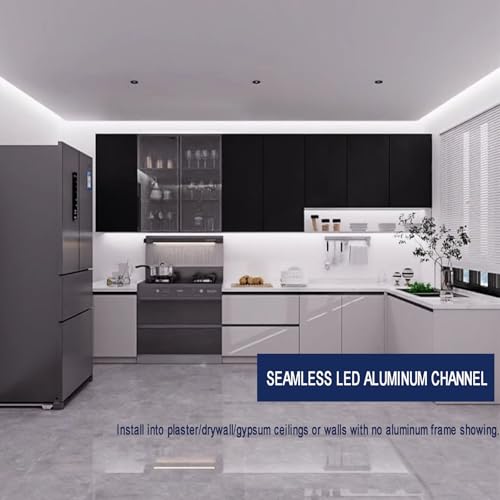 Trimless Recessed LED Aluminum Channel, Drywall LED Channels with Diffuser White, T Shape-Recessed,10Pack