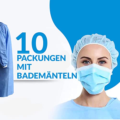 10 Pack Insulated Disposable Gown 10 Pack Liquid Resistant Disposable Long Sleeve Smock Non-Woven Fabric (One Size) Pack of 10