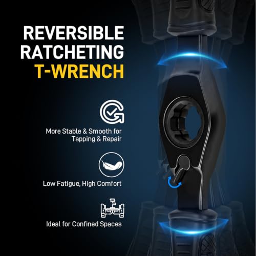 YIYEIE 8PC Ratcheting Tap Handle, 2-IN-1 Extendable Tap Wrench & Die Handle