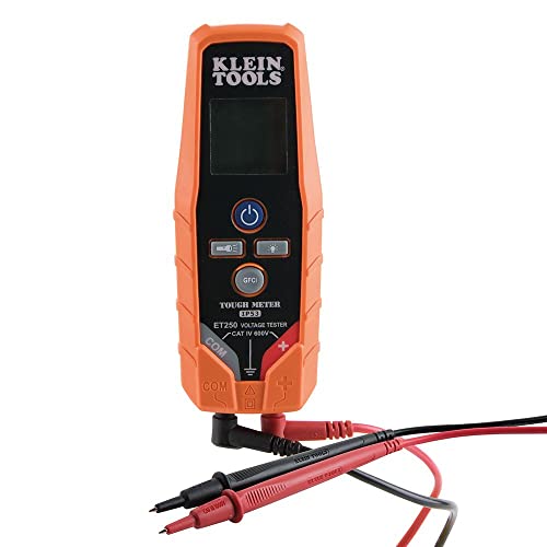 Klein Tools ET250 Voltage Meter Bundle with Replacement Test Lead Set, Right Angle Clips