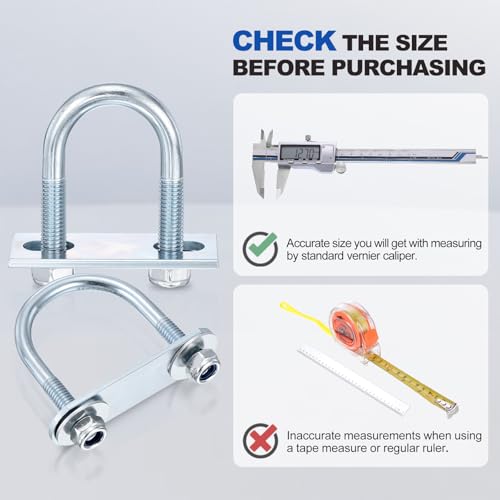 METALLIXITY U Bolts 4Set M10x65x110,Round U Bolt Kits Carbon Steel U Clamp M10x65x110mm 4