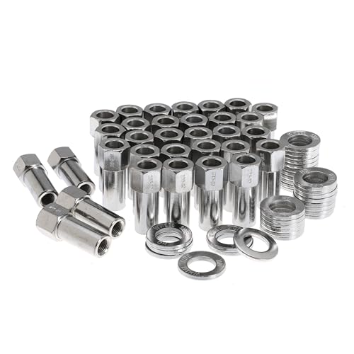 7/16"-20 Wheel Lug Nut for Cragar for SST Mag with Center Washer Open Ended, 13/16” Hex 2.01” Total Length (20Set) 20Set