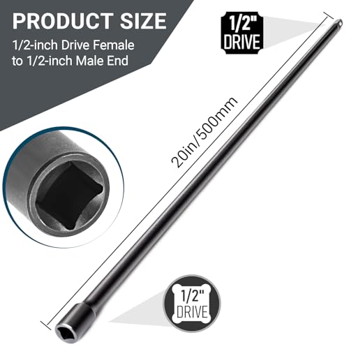 1/2 Inch Drive Extension,1/2" Impact Extension Bar,20" Long Socket Wrench Extender,Cr-V Steel