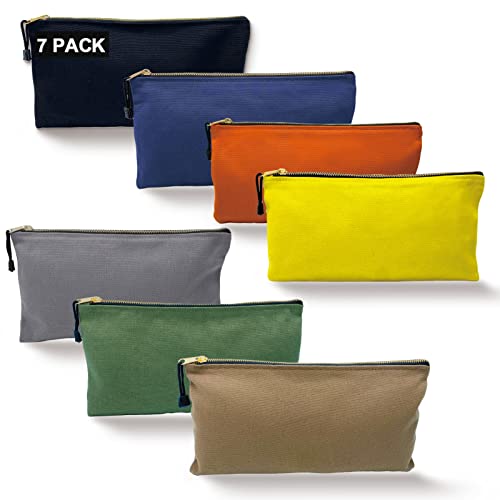15 Pack Canvas Tool Bag Zipper Pouch - Heavy Duty Tools Utility Pouches, Multipurpose Storage Organizer Tote Bags with Dependable Metal Zippers, 12.5 x 7-Inch
