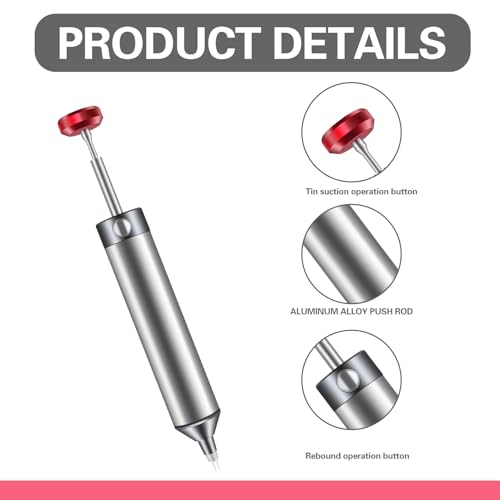 Desoldering Tool, Soldering Sucker Vacuum Soldering Remover Tool, Desoldering Pump Made of Aluminum Alloy, Vacuum Desoldering Pump, with 1 Silicone Nozzles Desoldering Suction Pump (150 mm), for