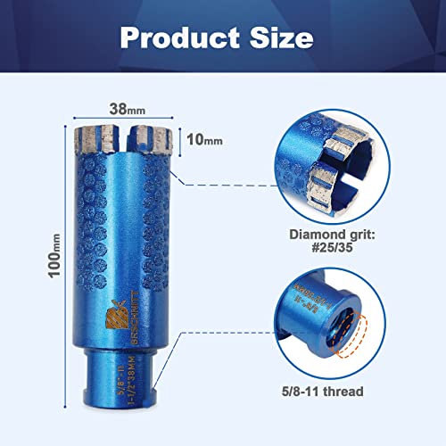 Diamond Core Drill Bit,BRSCHNITT 1-1/2 Inch Laser Welded Diamond Hole Saw&Adapter