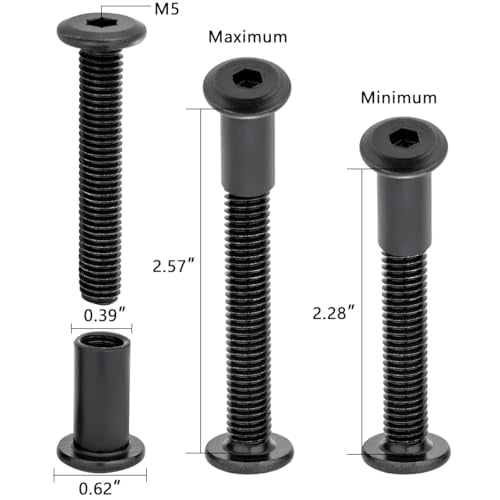 100 Pcs M8x50mm Black Furniture Bolts for Furniture,Mechanical Assembly 100