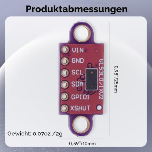 5PCS VL53L0X ToF Sensor, VL53L1X V2 Flight Time Laser Distance Sensor Breakout Module 3-5V I2C IIC for Arduino, ESP32