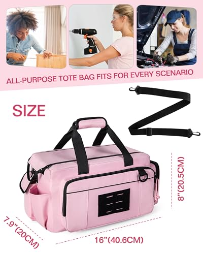 Pink Tool Bag for Women, 16 Inches Tool Storage Organizer Box