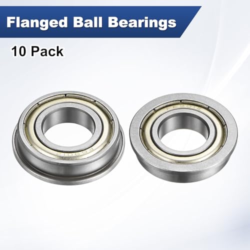 M METERXITY 10-Pack F6901ZZ Flanged Ball Bearing, 12mm x 24mm x 6mm Double Metal Shielded Z1 Chrome (GCr15) Steel Flange Rip Bearings for Wheelbarrow/Printer/Fax Machines/Power Tools
