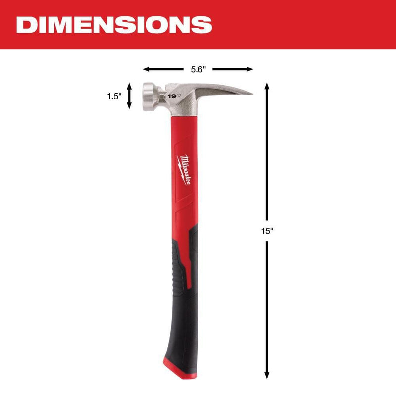 Milwaukee Electric Tool 48-22-9316 Smooth Poly Fiberglass Hammer, 19oz