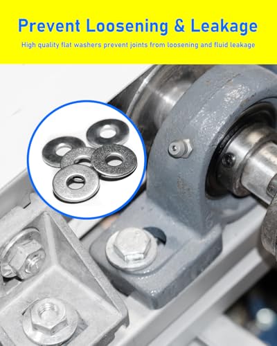 250PCS Flat Washers, HOLMOL Washers for Screws, Stainless Steel Fender Washer Assortment with 15 Sizes M3 M4 M5 M6 M8 M10 M12, Metal Assorted Large Washer Set 250pcs 250