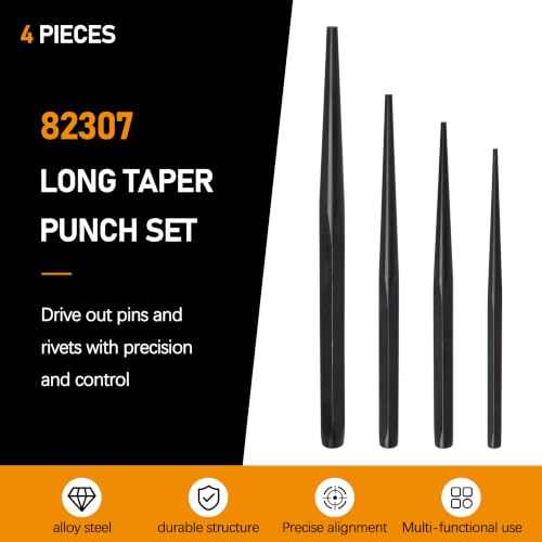 82307 Long Taper Punch Set, Mechanic Alignment Drift Pin Punch Kit