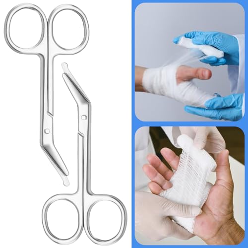 Set of 2 Premium Surgical Scissors Colostomy Urothrostomy Silver | Made of stainless steel, stoma care, suitable for doctors, veterinarians, nursing home