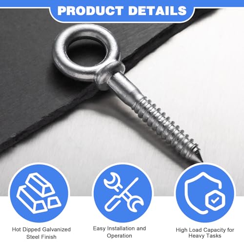 LEIFIDE 8 Pcs Forged Steel Shoulder Eye Bolt 1/2" x 3-1/4" Screw Eye Hook 1/2" X 3-1/4"