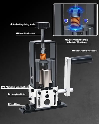 Wire Stripper Machine, 0.06-1 inch Manual Wire Stripping Machine with Replacement Blade, Drill Powered Hand Crank Cable Stripper Tool for Electric Cable Stripping & Scrap Copper Recycling