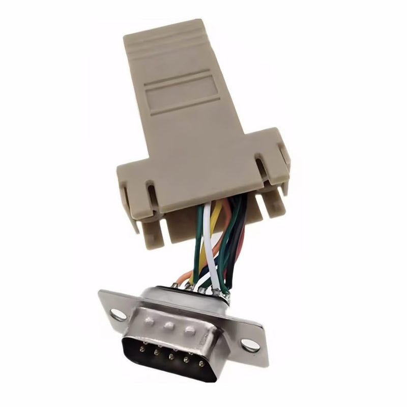 10Pcs DB9 Male to RJ45 Ethernet Adapter, 9 Pin Serial Port Male to RJ45 Ethernet LAN Extend Modular Converter