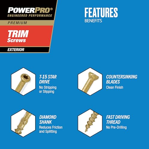 Power Pro Trim Screws, #8 x 2-1/2in, 131 Pieces, Bronze (Pack of 2) #8 x 2-1/2" #8 x 2-1/2" (Pack of 2)