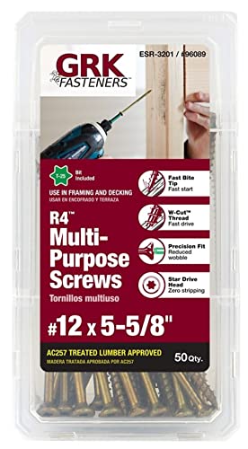 GRK Fasteners R4™ #12/14 x 5-5/8" Multi-Purpose Framing Screws, 50 PCS Gold #12/14 x 5-5/8"
