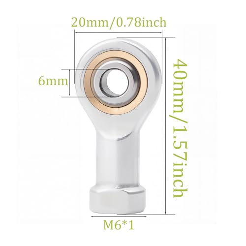 NAKUPENDA Joint Rod End Bearing Spherical Bearing M6 Steel 4 Pieces Self-Lubricating for Spherical Slide Rod Ends
