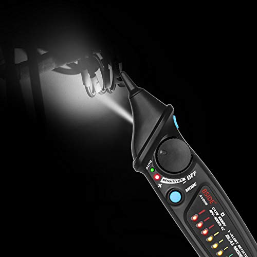 GZCRDZ AVD06 Non-Contact Voltage Tester AC 12-1000V Test Pin Power Socket Live Wire Check Dual Mode with 8 LEDs (Black) black