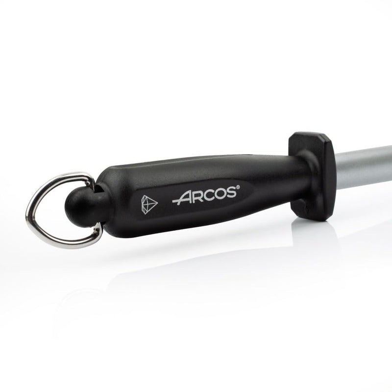 ARCOS Sharpening Steel 8 Inch Nitrum Stainless Steel and 280 mm blade. Series Chaira. Body Carbon Steel Chromium Coated 11 - Polypropylene Yellow Handle
