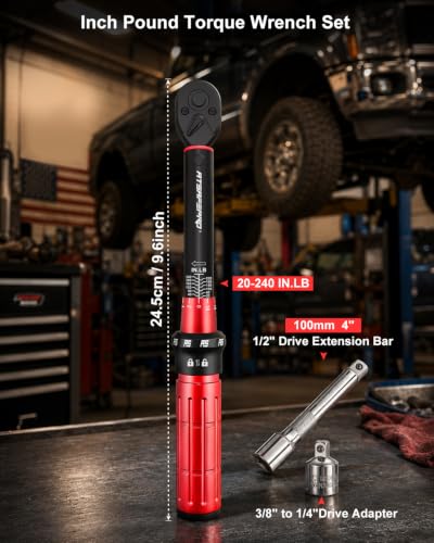 ATsafepro 3/8" Drive Inch Pound Torque Wrench 20-240 IN.LB, +/-3% Accuracy