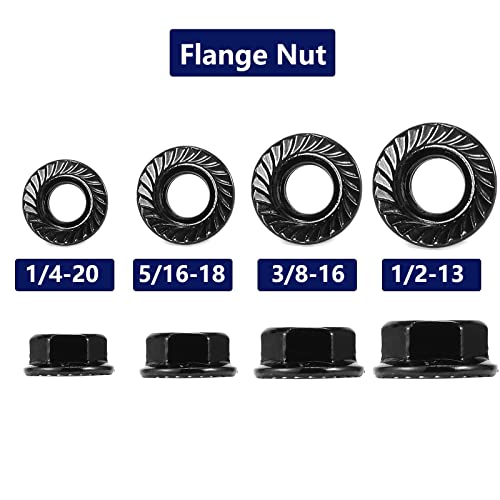 3/8-16 Serrated Flange Hex Lock Nuts 100Pcs 304 Stainless Steel 18-8, Full Thread, Hex Drive, Bright Finish, Black Oxide by SG TZH 100 3/8-16