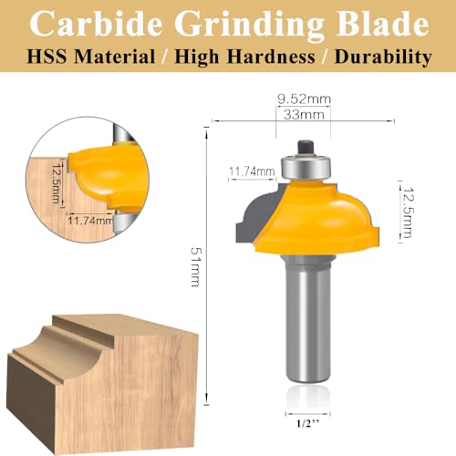 TAIWAIN Router Bit Set 1/2 Inch Shank 5 PCS, Panel Wood Milling Cutter,Rail &Stile Woodworking Miter Carbide CNC Cutting Tool for Cabinet Drawer Door Surfacing Woodwork Router Bits Sets (5)
