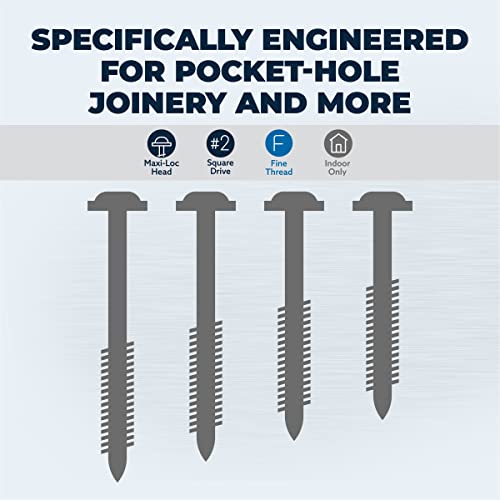 Kreg Zinc Pocket-Hole Screws - SML-F150-500 - 1-1/2 Inch - Fine Thread - Maxi-Loc Head - Indoor - 500 Count
