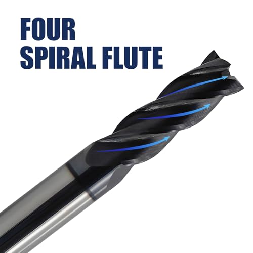 6Pcs 1/8" Carbide Square End Mill 4-Flute TIALN Coated CNC Milling Bits 1/8 in 6