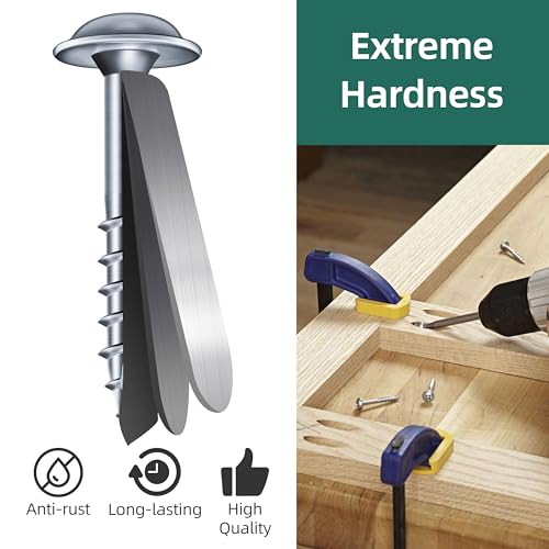 (10Sets) 3/8" x 2-1/2" Hex Head Lag Bolts & 100Pcs #8 x 2-1/2 Anti-Rust Zinc Plated Pocket Screws, #8 Pocket Hole Screws 2-1/2 Inch, Heavy Duty Lag Screws with Washers, Self-Tapping Tip Square