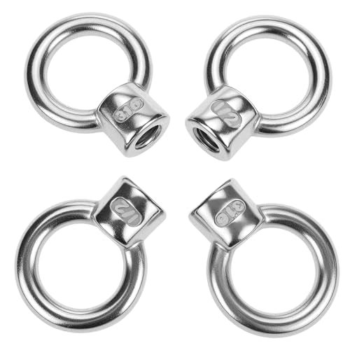 QWORK 10-Pack 1/2"-13 UNC Eye Bolts, 316 Stainless Steel Marine Grade Lifting Eyes for Boat Docks Deck Rigging & Coastal Projects - Heavy Duty Threaded Ring Bolts for Ropes and Cables