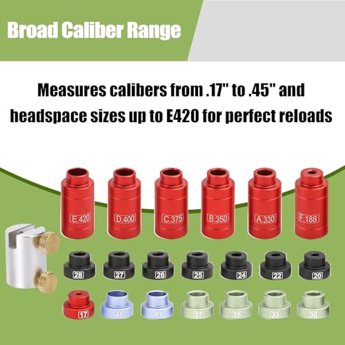 Headspace Gauge Comparator Kit【14 Inserts &6 Bushings】 with Tin Box