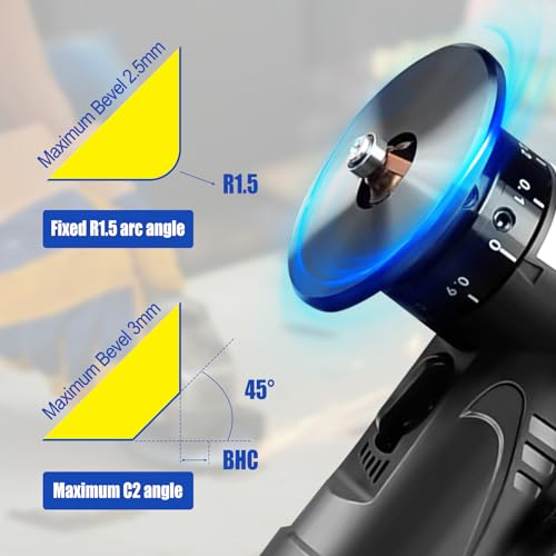 Pneumatic Chamfering Tool Handheld, Mini Air-Powered Chamfering Machine Trimming, 30000 RPM 45° Arc Corner with 1/4 Inch Air Inlet for Trimming Chamfer Deburring (C&R Angle Blades) C&R Angle Blades