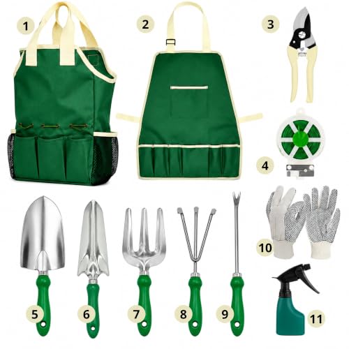 GardenHOME 11-Piece Gardening Tool Set – Garden Kit with Tote Bag, Apron & Accessories, Perfect Gardening Gifts for Women, Moms, and Beginners 11piece