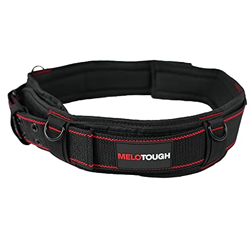 MELOTOUGH Work Suspenders Tool Belt Suspenders with Large Moveable Phone Holder + Padded Tool Belt with handle strap Construction Work Belt with D ring to hook