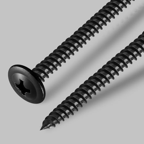 #8 x 2-1/2 Inch Wood Screws Phillips Modified Truss Head Stainelss Steel 410 Self Tapping Metal Screws,Black Zinc Plated(3Ib,245Pcs) 8 x 2-1/2" Black 3lb Box