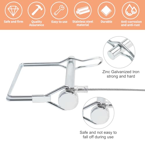 20 Packs Trailer Coupler Pin, 5/16 Inch Diameter x 2-3/4 Inch Wire Lock Pin, Heavy Duty Shaft Locking Pin, Safety Coupler Pin, Square Lock Pins for Lawn Garden 20