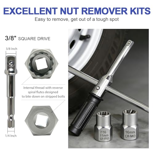 26 Pcs Damaged Screw & Bolt Extractor Set, Stripped Bolt Remover Kit