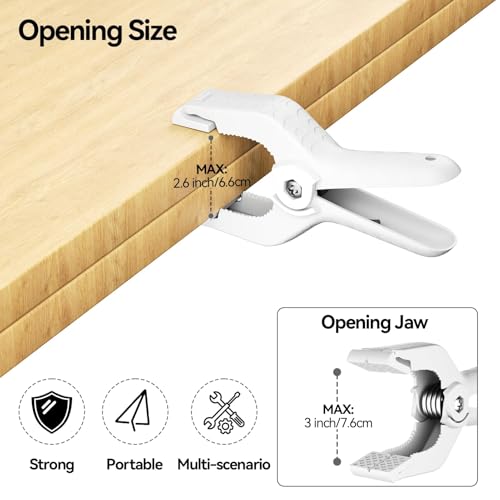 EMART 12 Pack Heavy Duty Spring Clamps 6 inch Plastic White Backdrop Clips 6inch