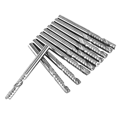 Dioche Single Flute End Mill, 10pcs Single Flute End Mill Cutter CNC Tool Bits 3.175mm Diameter 22mm Cutting Edge Length